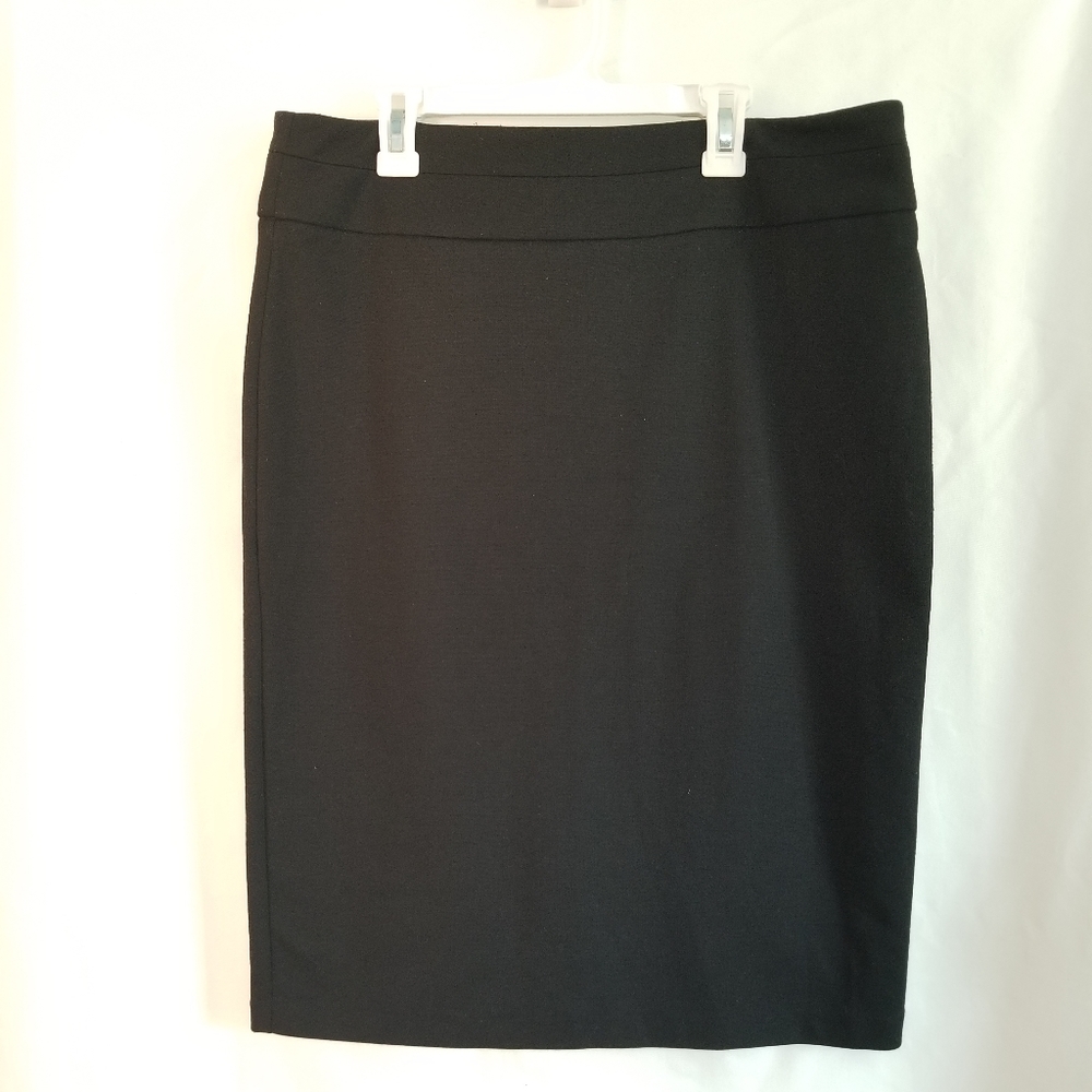 Womens Sunny Leigh Black Pencil Skirt Trim On Waist & Full Back Zipper Size 8